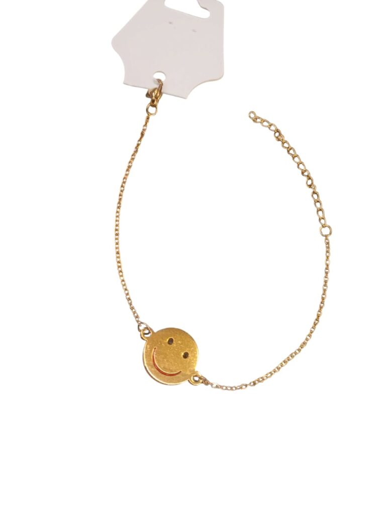 Pulcera de carita feliz en acero dorado