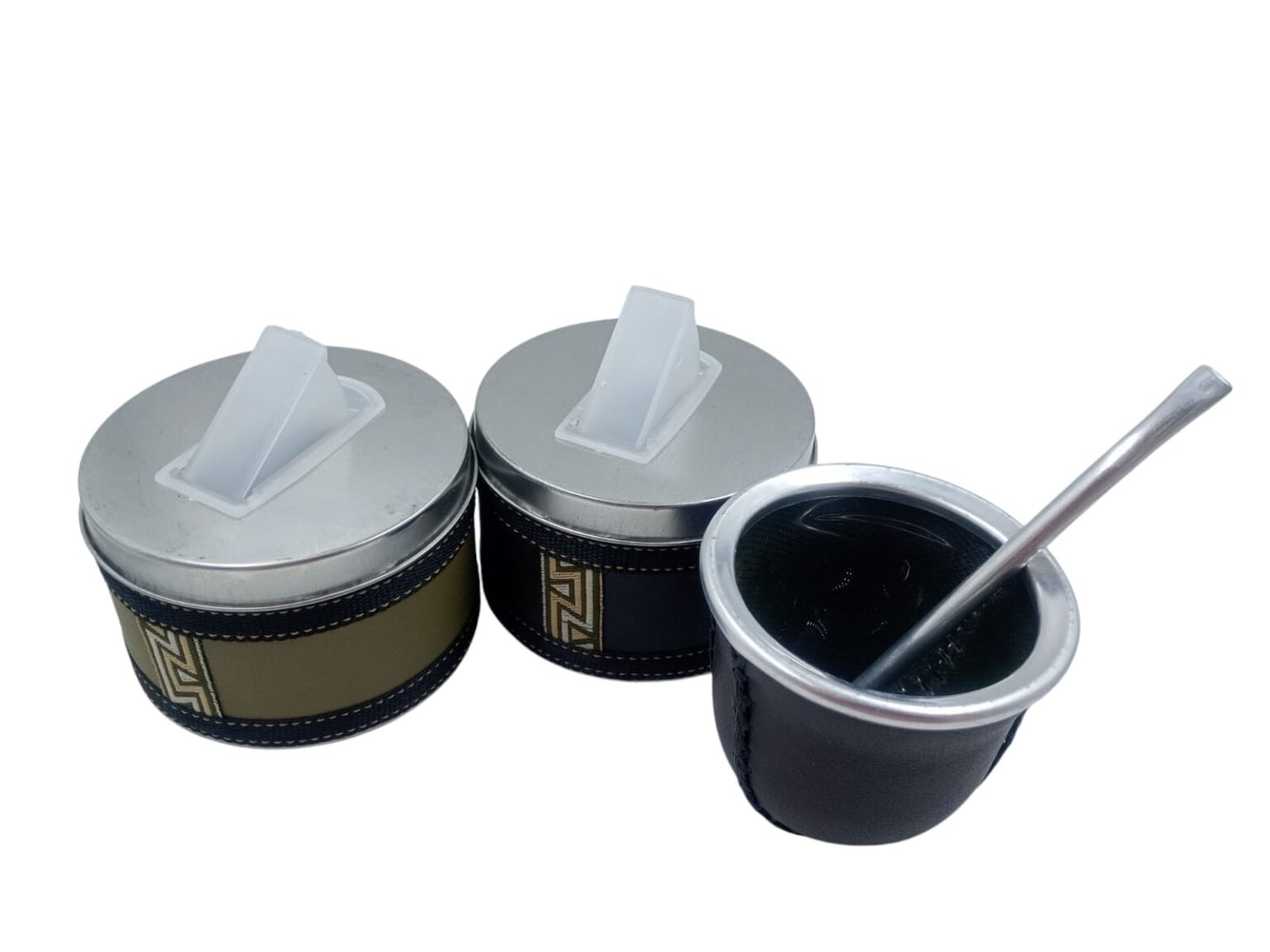 Set matero mate + azucarero y yerbero + bombilla