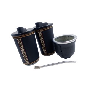 Set matero mate + azucarero y yerbero + bombilla