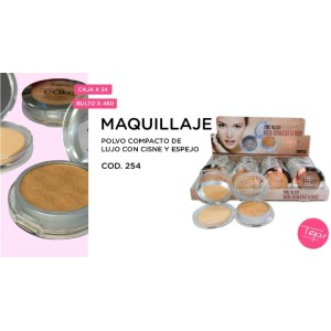 Maquillaje polvo compacto de lujo con cisne y espejo