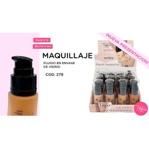 Maquillaje fluido en envase de vidrio