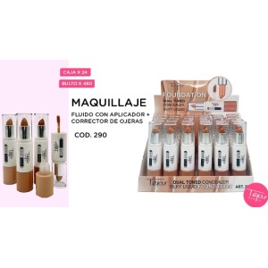 Maquillaje fluido con aplicador + corrector de ojeras