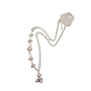cadena con dije de osito en acero blanco