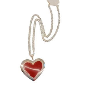 acero cadena de corazon en acero blanco