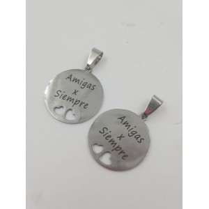 Dije para compartir mejores amigas en acero blanco