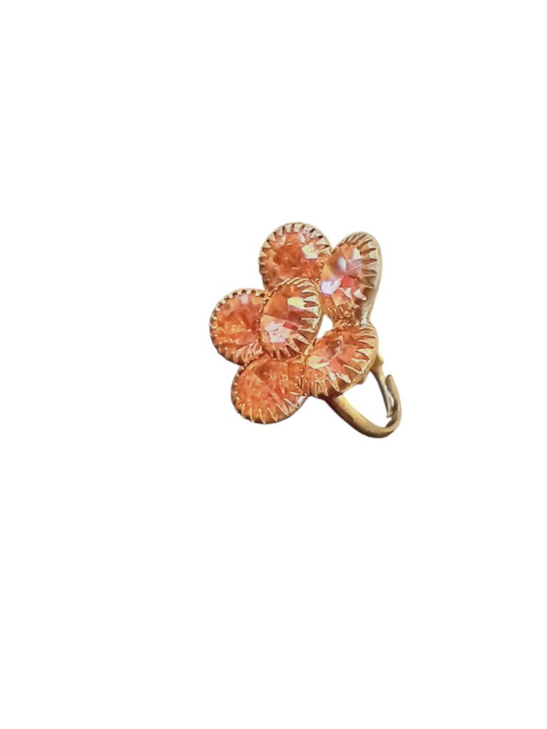 Anillo vintage con strass de acero blanco y dorado - Imagen 2