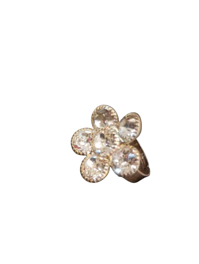 Anillo vintage con strass de acero blanco y dorado - Imagen 5