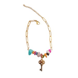 Pulseras con dijes en acero dorado