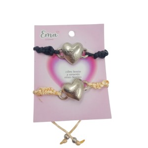 Pulseras con dije de corazon para compartir