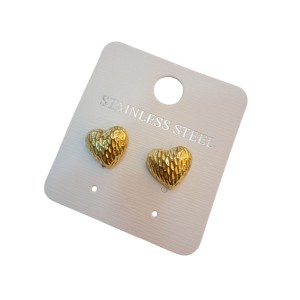 Aritos de corazon en acero dorado