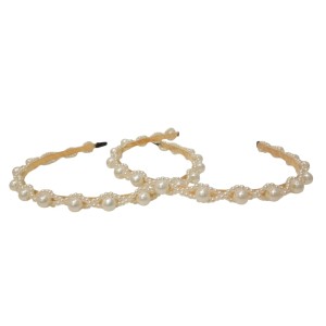 vincha diadema con perlas trenzadas