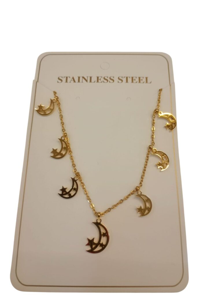 Collares con dijes diferentes modelos en acero dorado - Imagen 6