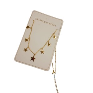 Collares con dijes diferentes modelos en acero dorado