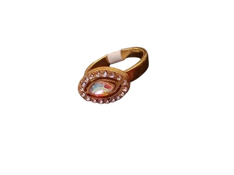 Anillos ojo turco de strass de acero dorado - Imagen 2
