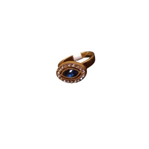 Anillos ojo turco de strass de acero dorado