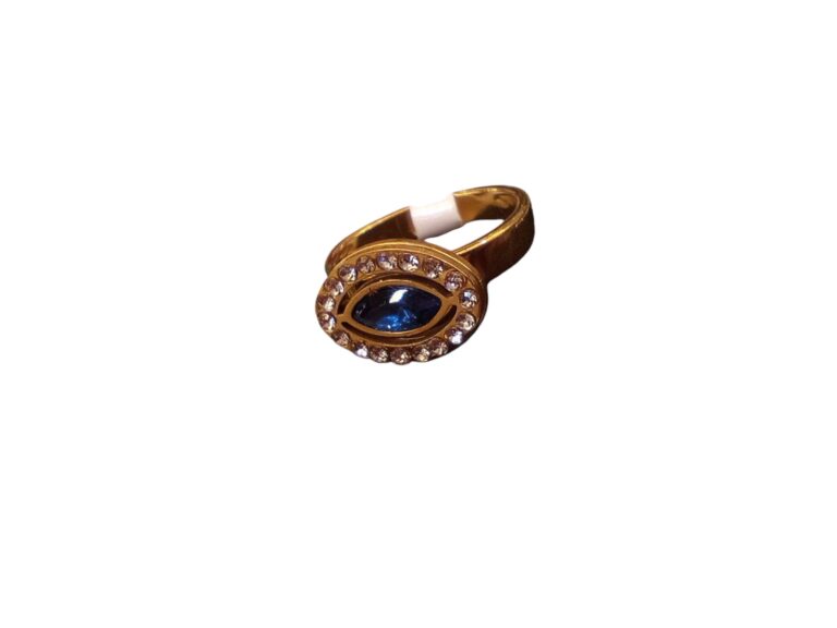 Anillos ojo turco de strass de acero dorado