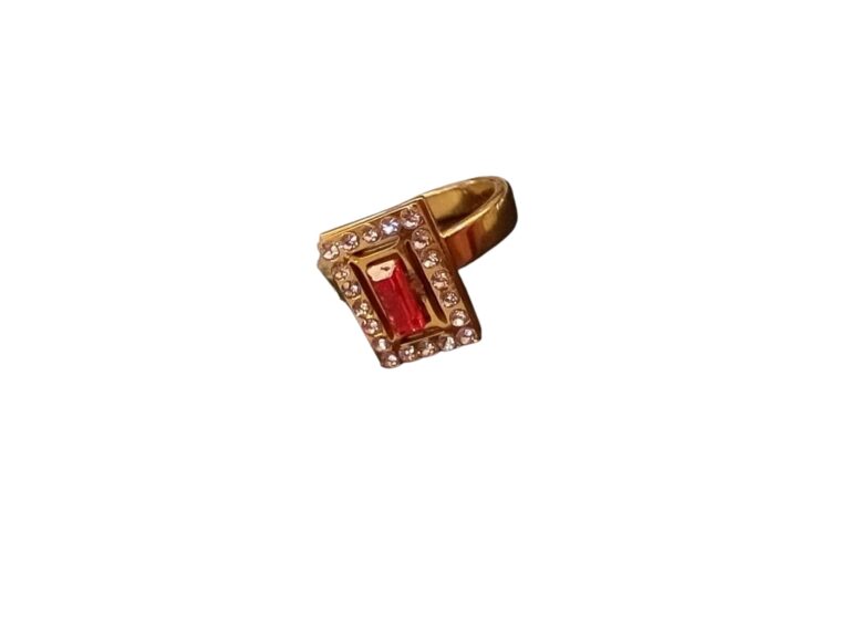 Anillos guarda grieta de acero dorado con strass - Imagen 2
