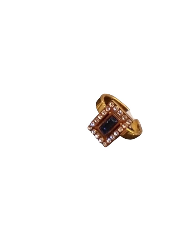 Anillos guarda grieta de acero dorado con strass - Imagen 3