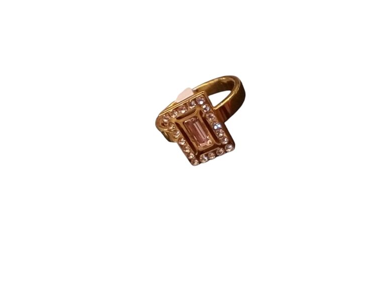 Anillos guarda grieta de acero dorado con strass