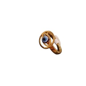 Anillo ojo turco de acero dorado
