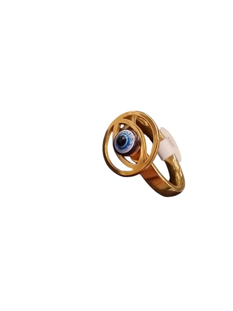 Anillo ojo turco de acero dorado