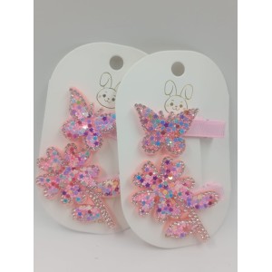 TRABAS PICO GRANDES MARIPOSA Y FLOR CON STRAS