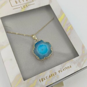 COLLAR PIEDRA NATURAL CUARZO CELESTE