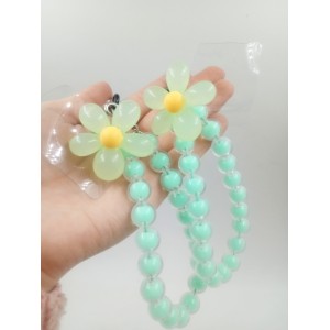 CORREA PARA CELULAR DE PERLAS FLORAL ESTILO PULSERA