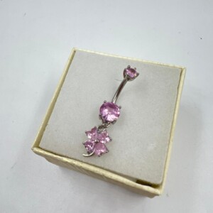 PIERCING OMBLIGO TREBOL ROSA