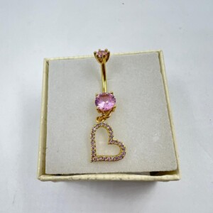 PIERCING OMBLIGO A.D CORAZÓN ROSA