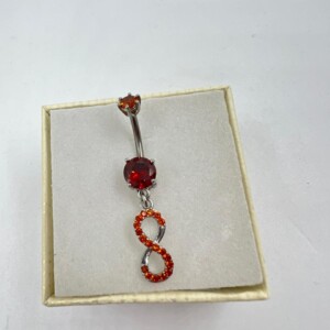 PIERCING OMBLIGO INFINITO STRAS ROJO