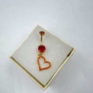 PIERCING OMBLIGO A.D CORAZÓN ROJO