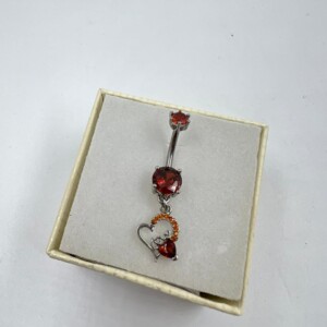 PIERCING OMBLIGO CORAZON STRAS ROJO