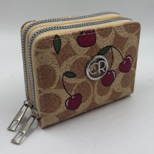 BILLETERA DOBLE ESTAMPADA CEREZA BEIGE