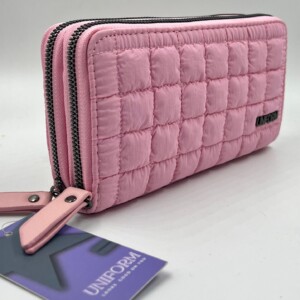 BILLETERA DOBLE CIERRE TEXTURADA ROSA